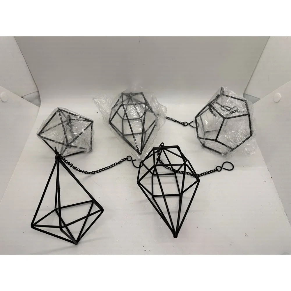 Geometric Hanging Planter Holders Metal Black Orchid Air Plant Lot